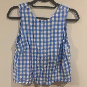 Gingham tie-back tank top